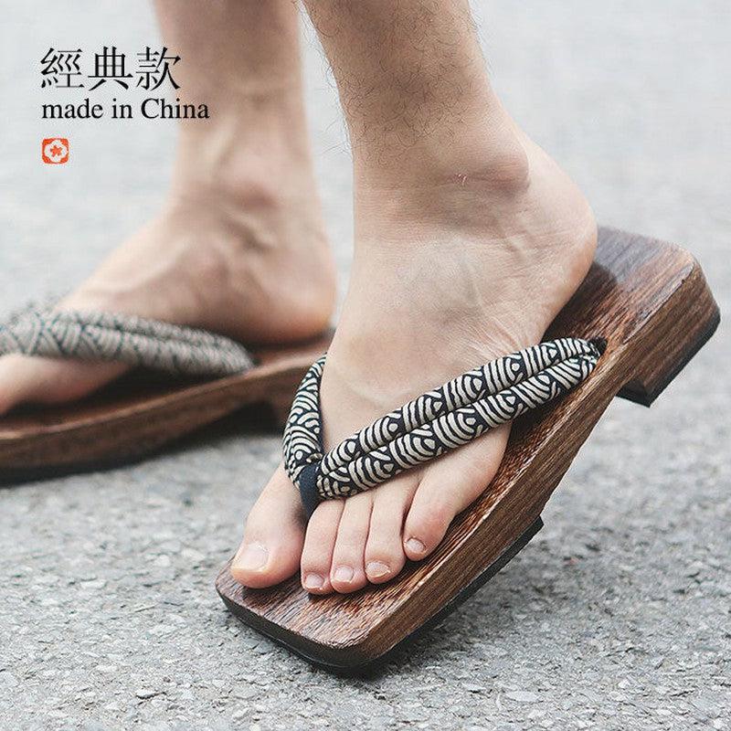 Wooden Stylish Slippers for Men | Japanese Samurai Clogs | Wooden Flat Geta Male Bottoms